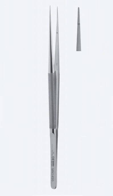 Пінцети, хірургічні, мікро, для зав'язування шовного матеріалу, прямі, кінчик 0,6 мм, загальна довжина 180 мм. Бренд - Asanus Medizintechnik Gmb, Німеччина